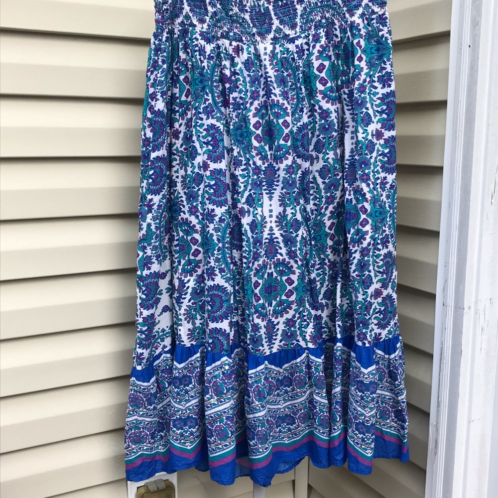 Full maxi skirt, BOHO, blue,purple, sequins,white